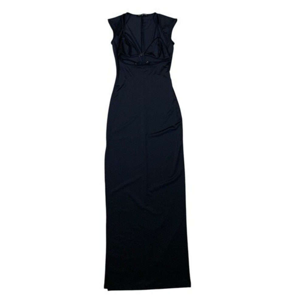 Finesse Black Cutout Bust Bodycon Maxi Dress Sleeveless Stretch Evening XS